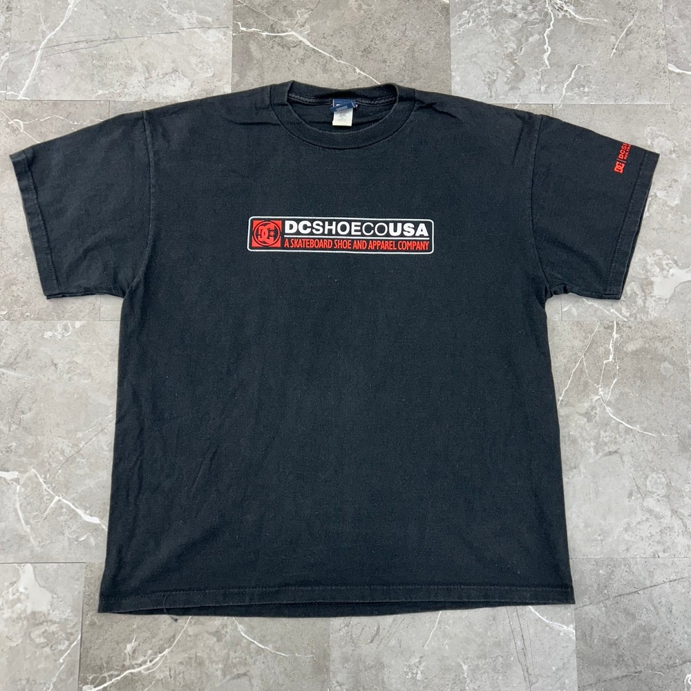Vintage DC Skateboarding Graphic Tee Mens Large Short Sleeve Shirt Black Hip Hop